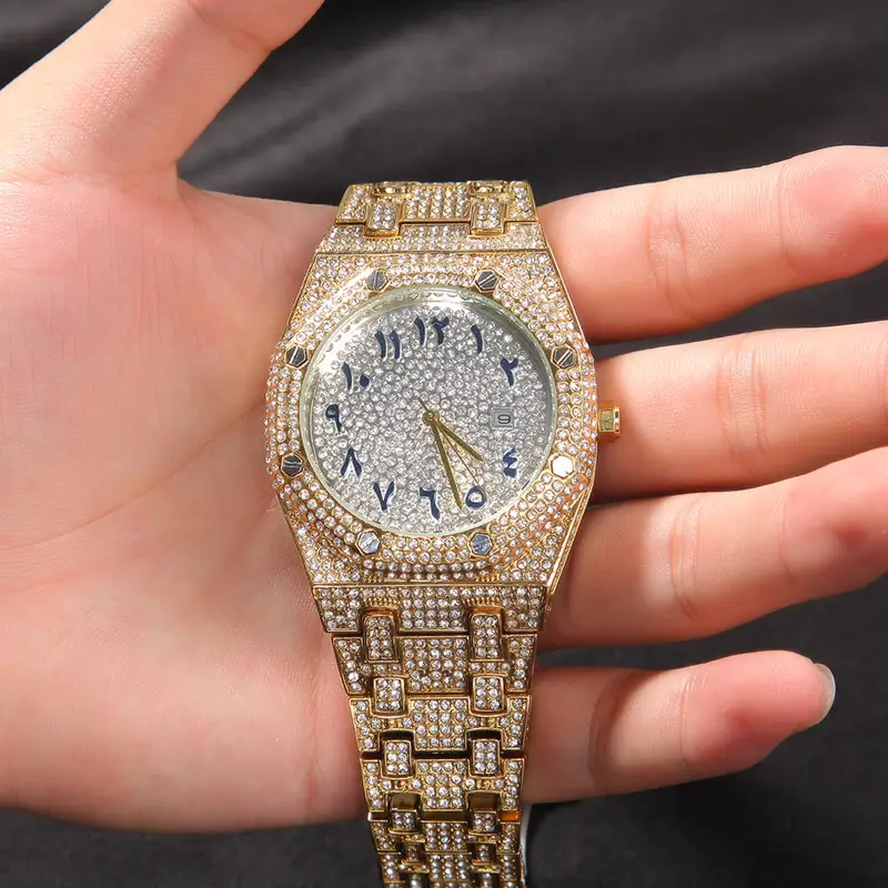 Starry Sky Fashion Classy Diamond Full Zirconium Arabic Trendy Men Watch Hip Hop Fashion Daikin Quartz Watch