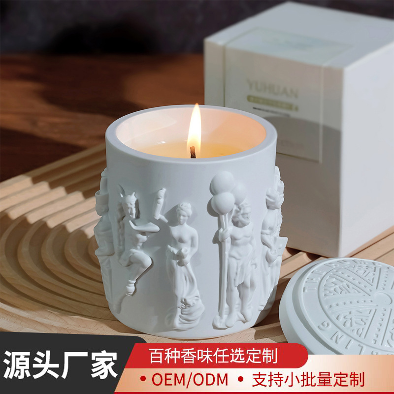 European-style statue aromatherapy candle fragrance smoke-free candle soy wax plaster relief bedroom decoration niche gift