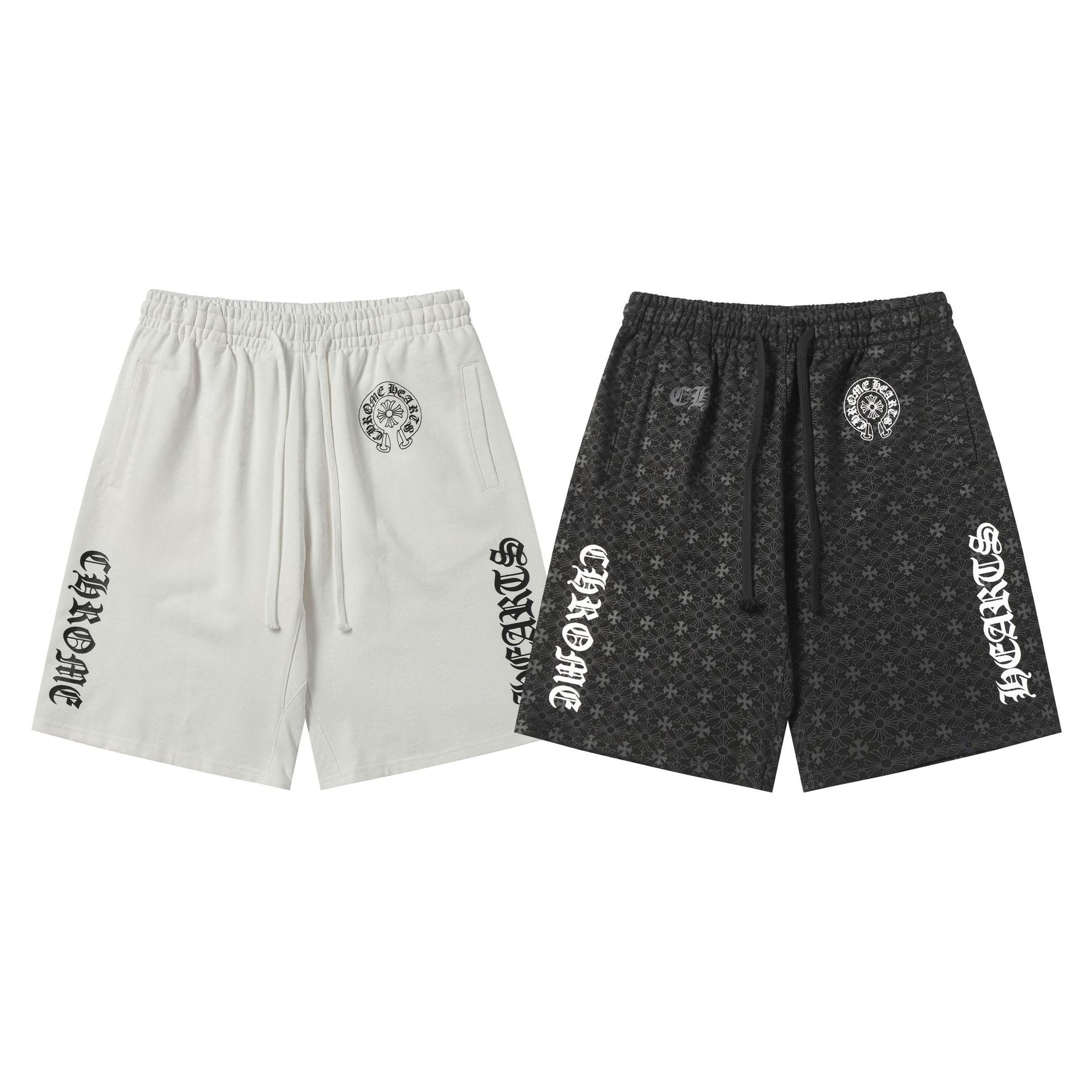 25 New Chromeheartsch Chromehearts Spring and Summer Cross Horseshoe Sanskrit Print Casual Accessible Luxury Shorts