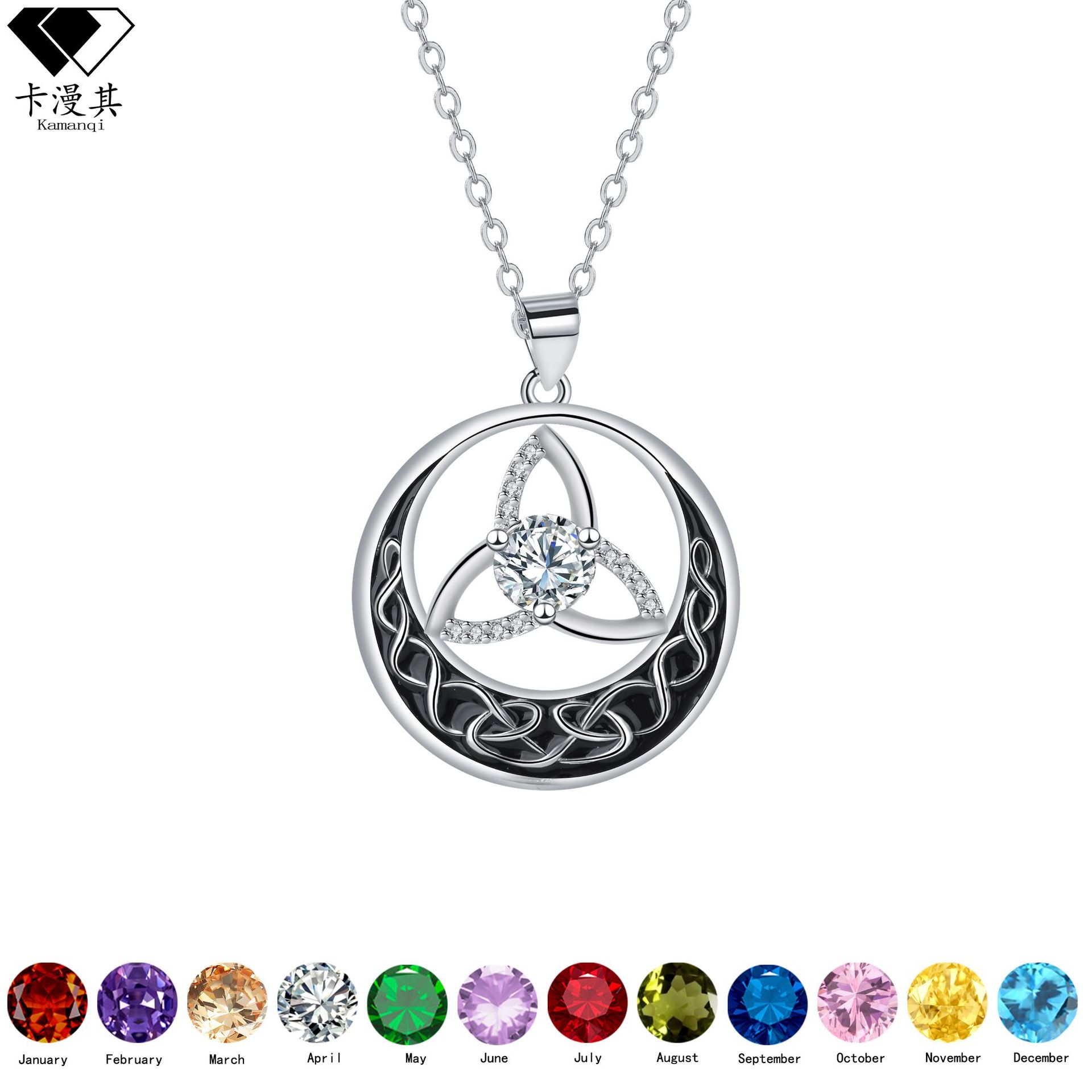 Kamanqi Cross-Border New Product Amazon Temu Hot-Selling Celtic Necklace Pendant Retro Diamond-Encrusted Witch Knot Necklace