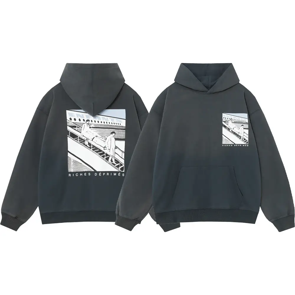 ERD Melancholy Rich Second Generation High Street Washed Old Letter Printed Sweater Street Casual Men's and Women's Hoodie Tide