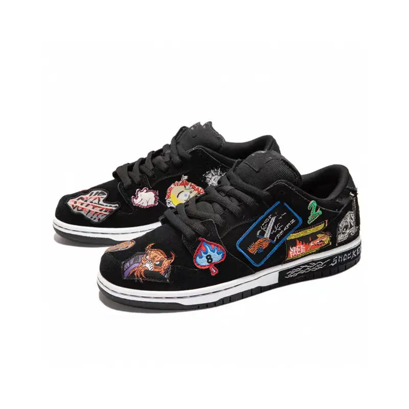 2023 cross halloween dunk low-top air cushion running shoes skateboard shoes "black color nightmare patch graffiti foreign trade shoes