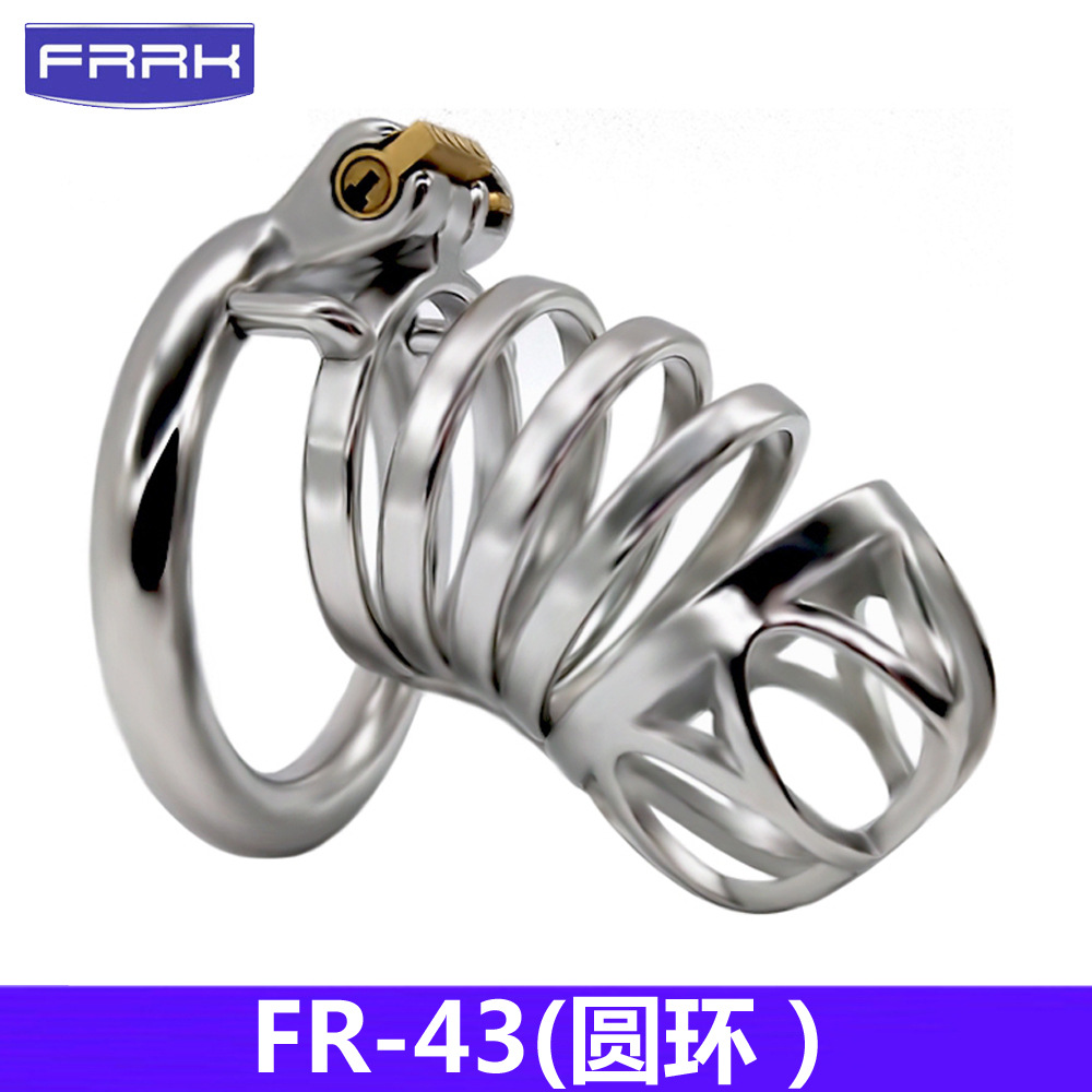 FRRK men's 304 stainless steel cb lock anti-derailment penis lock metal chastity device chastity belt penis bird cage