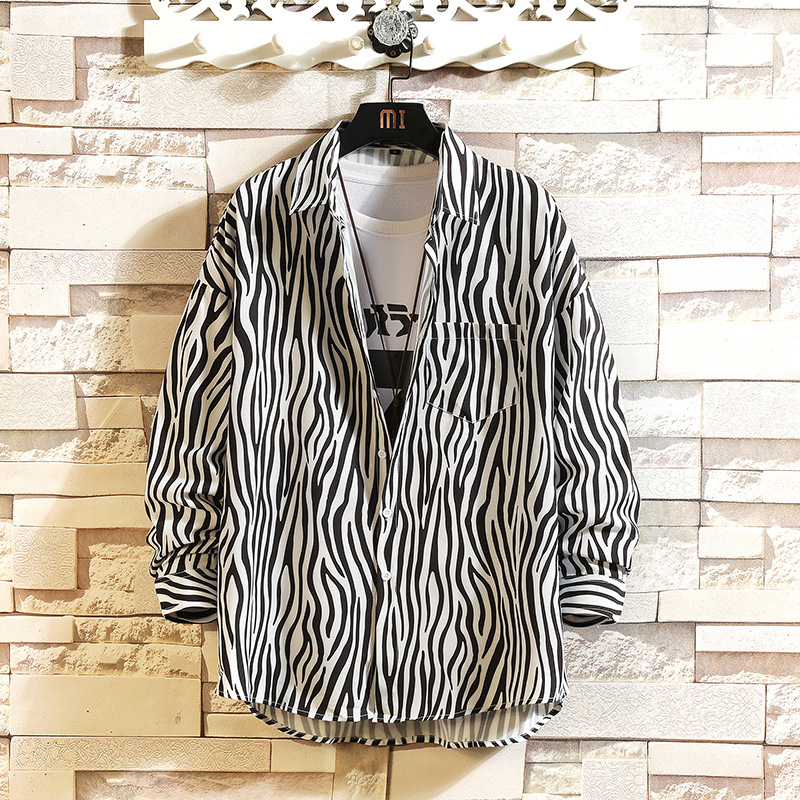 Korean-style Trendy Striped Shirt Men's Spring ins Hong Kong-style Harajuku Long-sleeved Shirt Loose Japanese-style Duffian Handsome Jacket