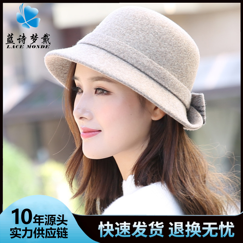 Korean version of wool basin hat children autumn and winter fisherman hat warm all wool hat ladies all-match tide felt hat wholesale