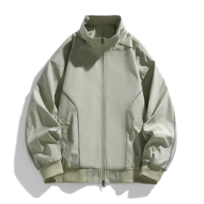 Vertical Collar Men's Solid Color Casual Loose Spring and Autumn New Loose Casual Outdoor Sports Tooling Trendy Brand Mountaineering Jacket