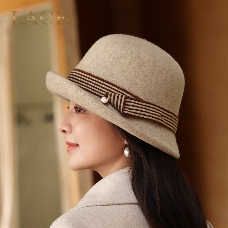 2023 autumn and winter hat new Korean felt hat dome fashion warped small hat ladies wool basin hat wholesale