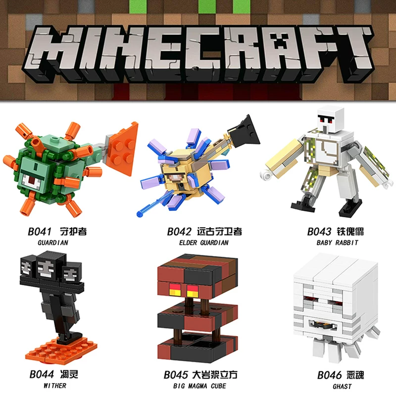 Minecraft Iron Golem Enderman Ancient Guardian Creeper Crawler Boy Building Block Figure Toy