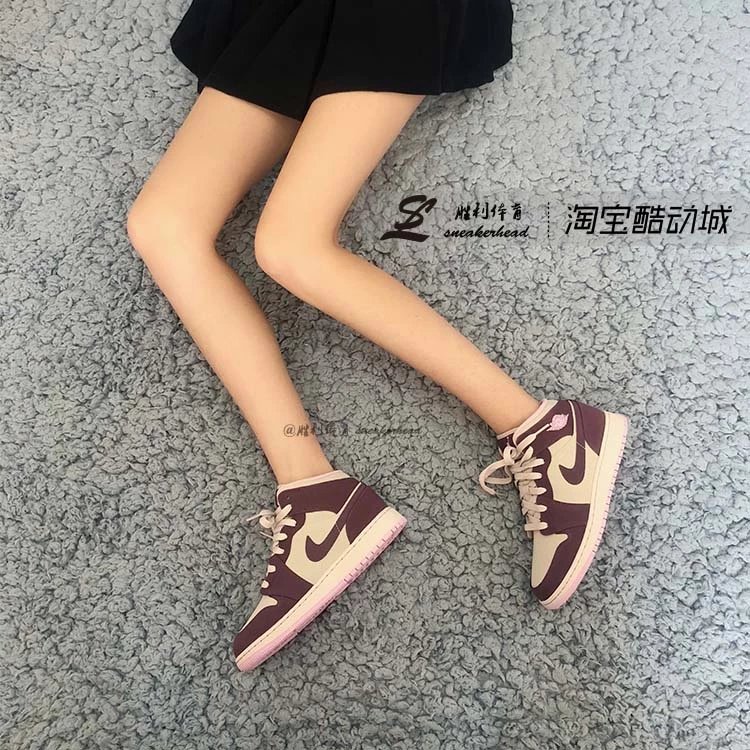 【开学必备】Air Jordan 1 Mid GS AJ1 紫葡萄 粉紫 芋紫 中帮女鞋555112-500千足上新 foto QC de WEIDIAN en Qualit.ly