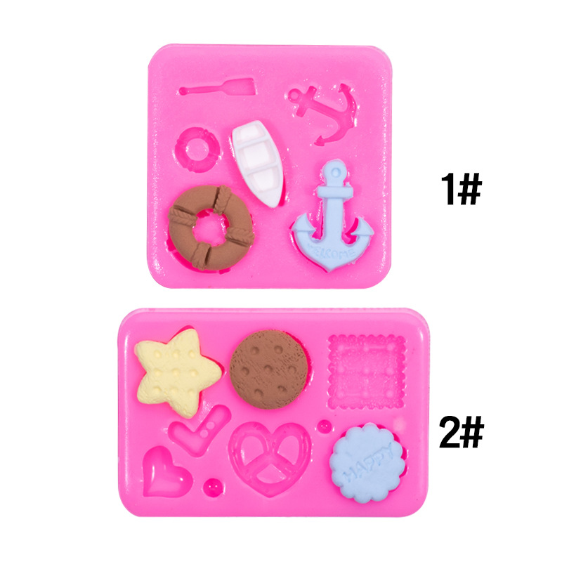 Oar anchor lifebuoy silicone mold diy five-pointed star waffle baking chocolate dry pace mold