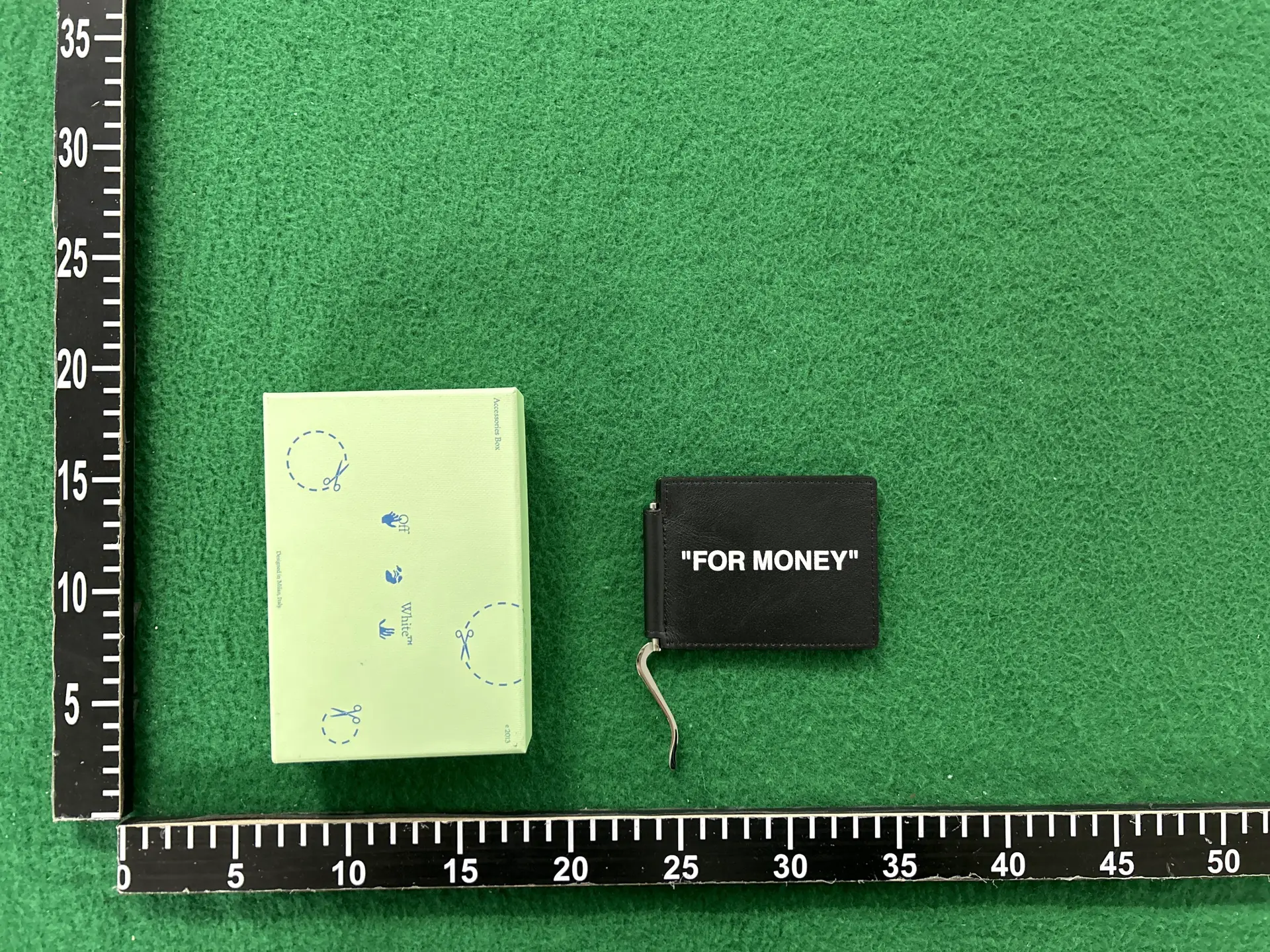 OW Style 23FW "FOR MONEY" Letter Printing Folding Wallet Card Bag Head Layer Cowhide Gold Card Holder
