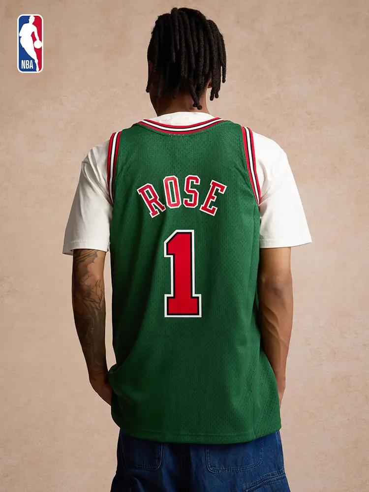 Mitchell&Nessnba Official Bulls/Rose Retro Jersey 08-09 Season Fan Version Sports Breathable