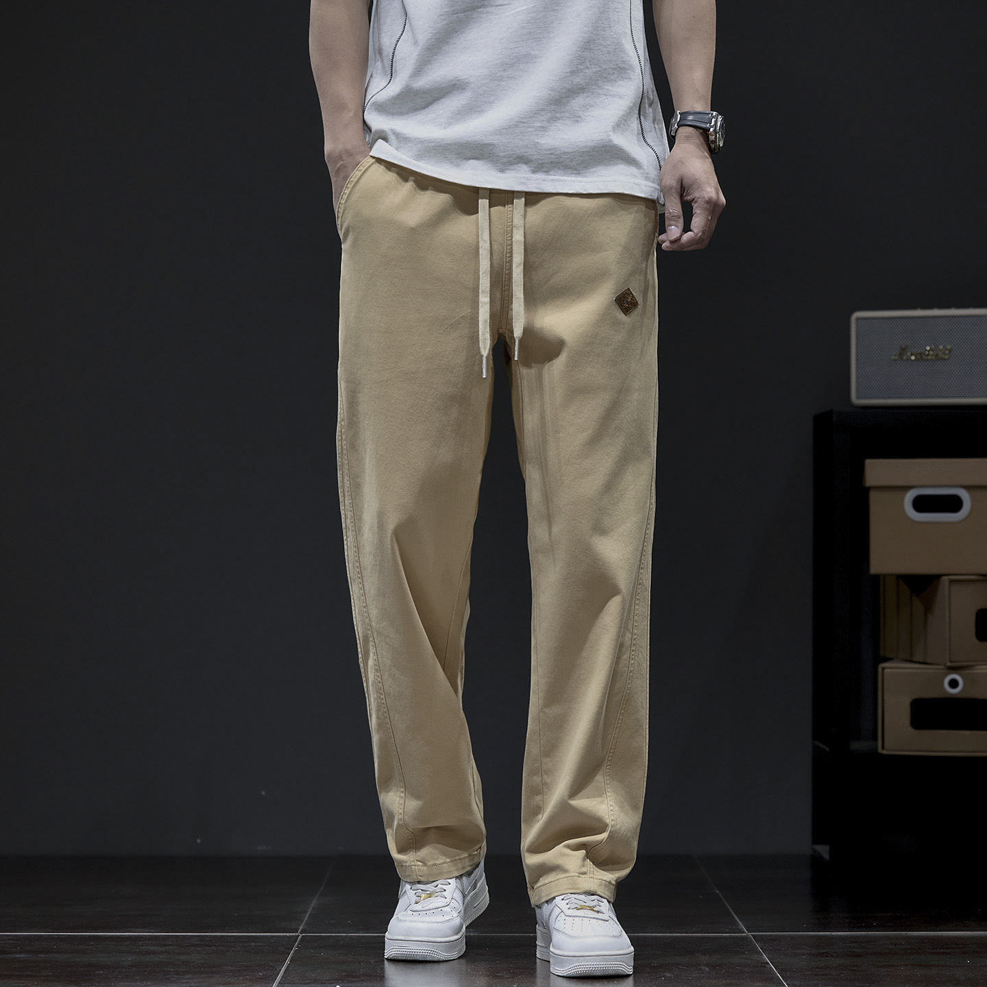 2081 | Plus-Size Men's Spring and Summer New Style Casual Pants with a Relaxed Fit, Simple and Versatile, Stretchy Straight-Leg Trousers