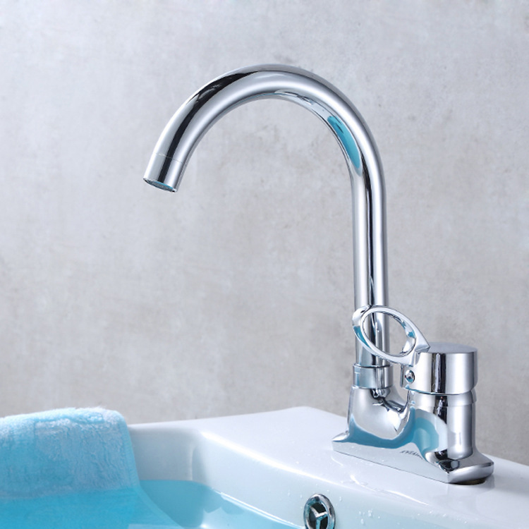 Copper bench big bend faucet basin washbasin cold and hot double faucet 360 rotating sanitary ware manufacturers