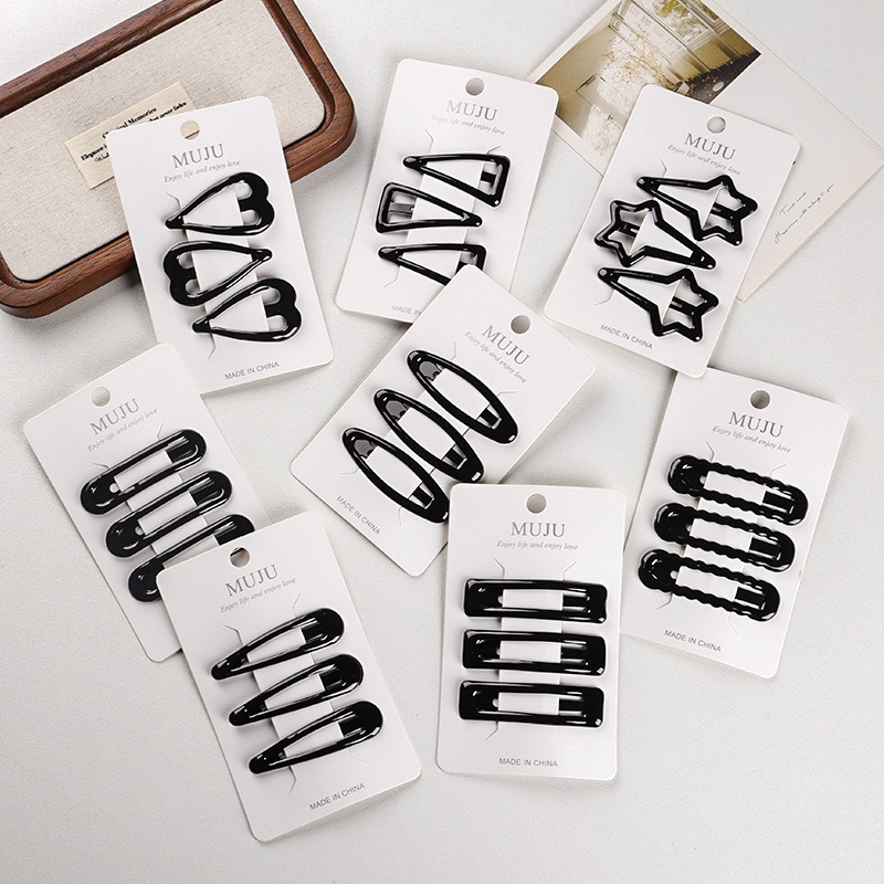 3 Card Hair Clip Classic Black Hair Clip Premium Sense Drip BB Clip Boutique Hair Accessories Side Bangs Clip