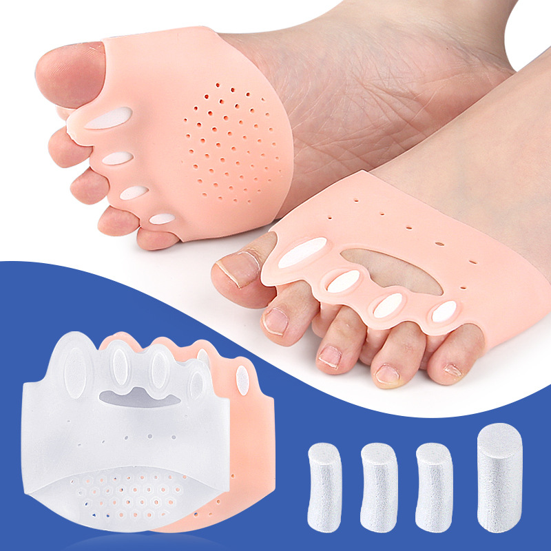 Massage Five Toes Half Code Pad Toe Divider Splitter Clip Foot Forefoot Slow Pressure Soft Adjustable Shock Absorption Foot Arch Five Holes