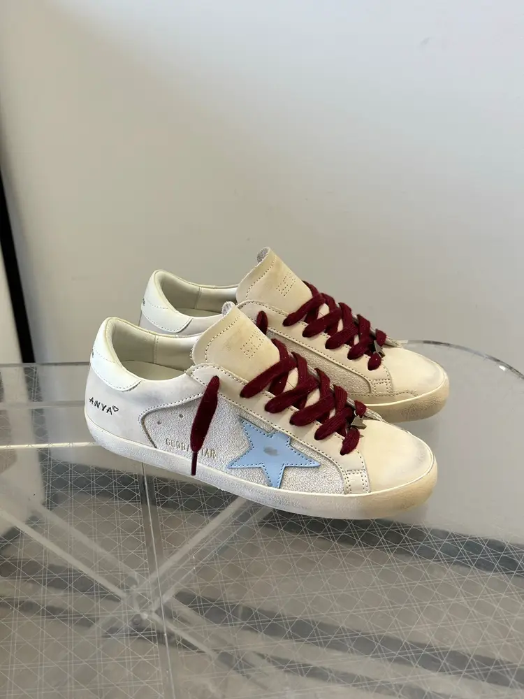 2024 New arrival Handmade Retro Old Silver Star Blue Star Dirty Shoes Fashion Casual Sneakers Korean Sports White Shoes