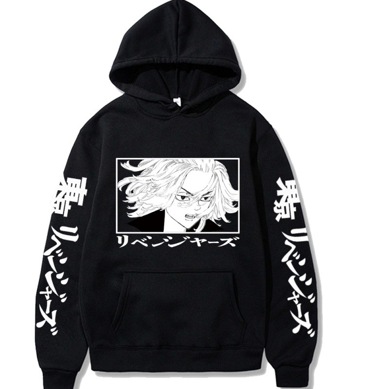 Cross-border Japanese Anime Tokyo Avengers Mikey Manjiro Printed Casual Loose Fleece-lined Couple Hoodie