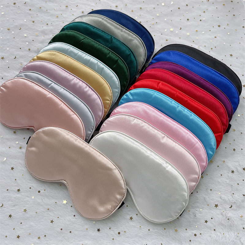 Imitation silk goggles adjustable buckle solid color same color edge mulberry silk sleep shading silk goggles in stock wholesale