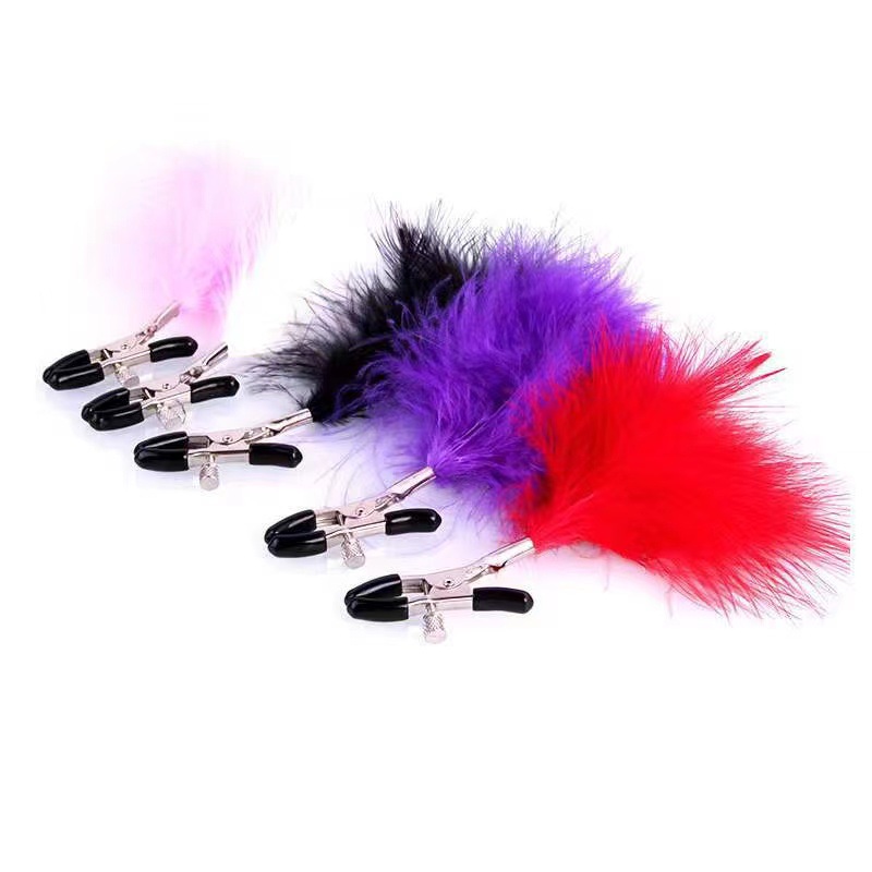 Fun feather clip adult female masturbation Mimi breast clip teasing feather supplies factory direct wholesale