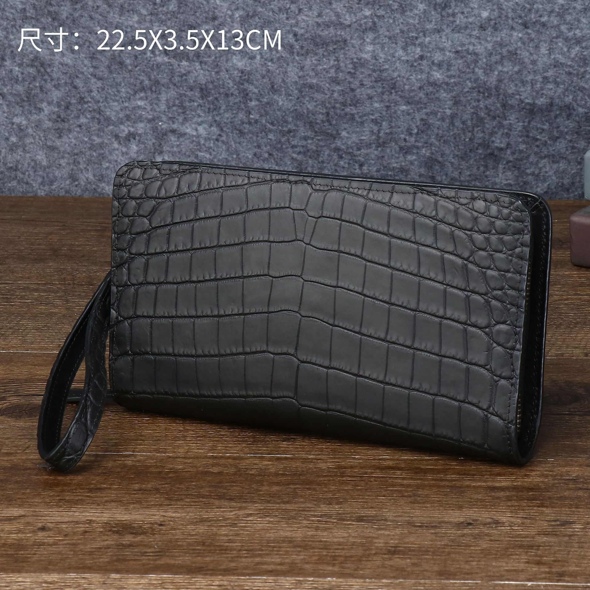 Matte Crocodile Belly Pattern Men's Handbag Multi Card Men's Clutch Business High-end Wrist Strap Wallet Trendy Factory