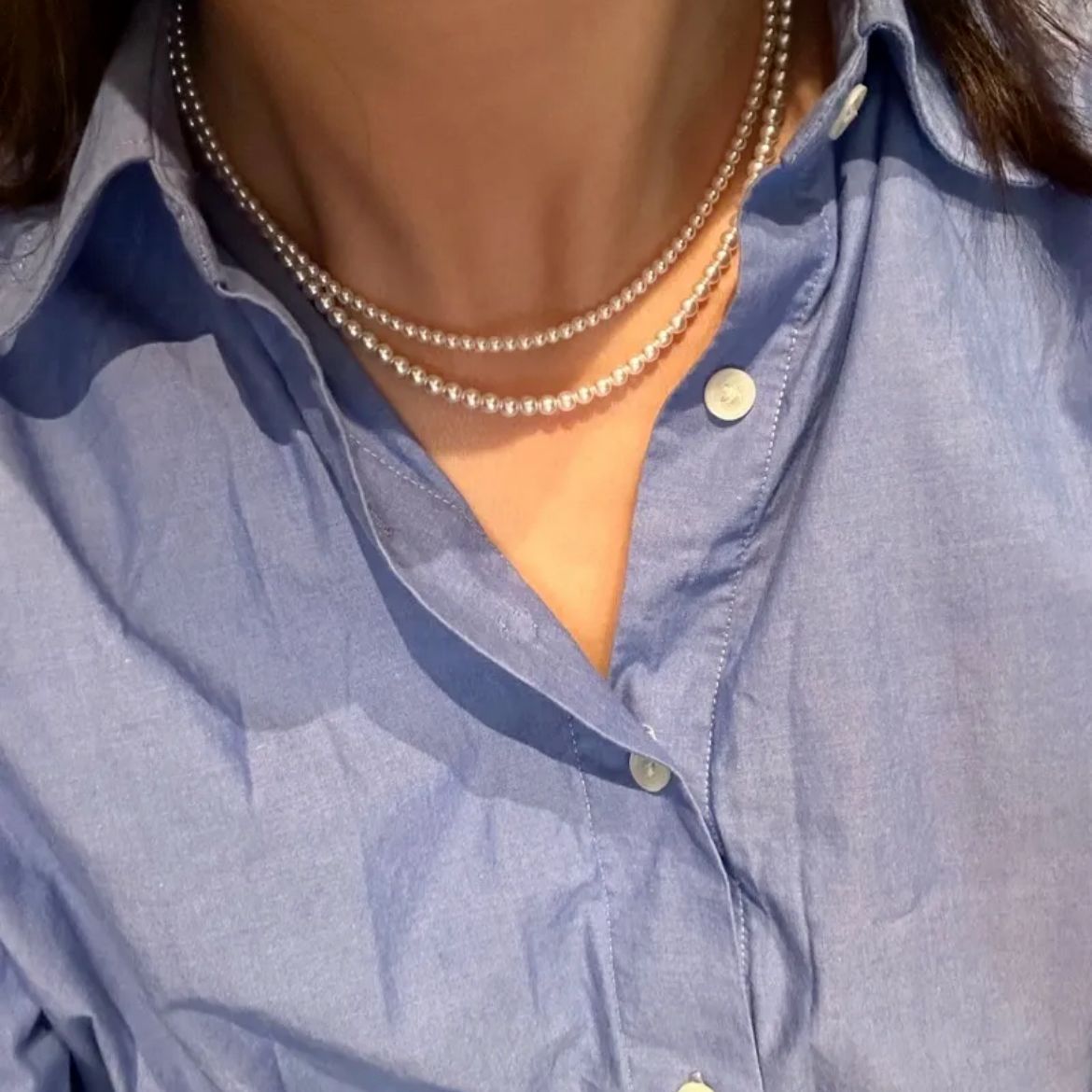Fever French style retro round imitation Shijia pearl necklace women's versatile fashion temperament high sense neck chain
