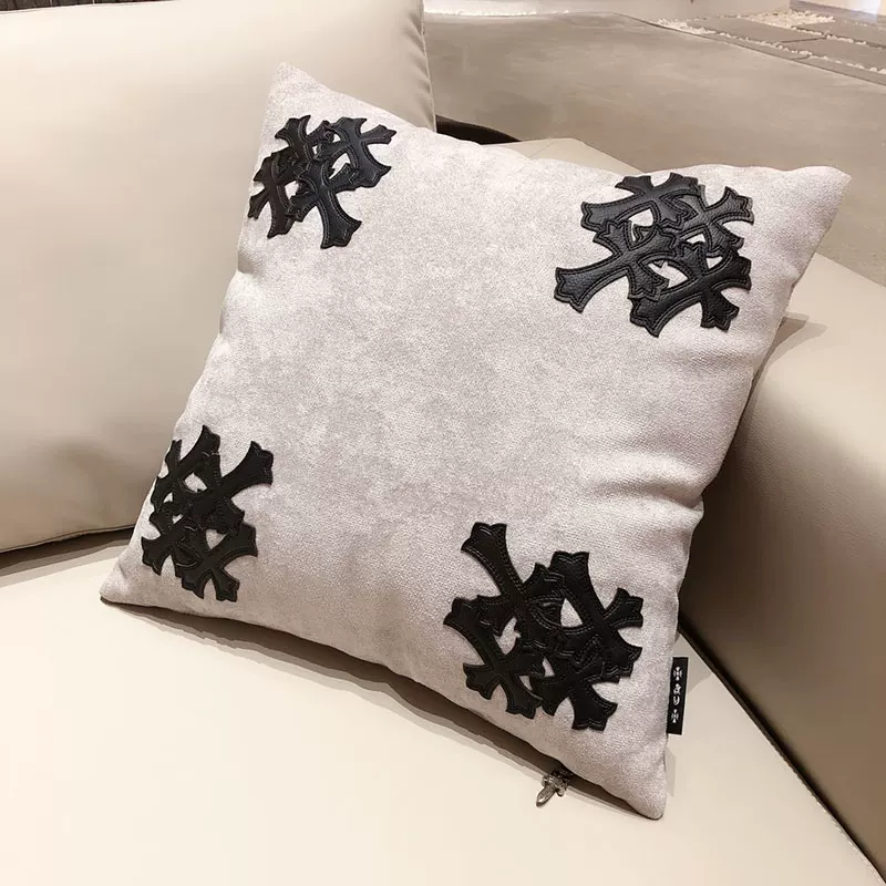 Full of a High-End Feel, Genuine Leather Cross Pattern, Suede Fabric, European-Style Square Car Cushion, Throw Pillow, Sofa Cushion