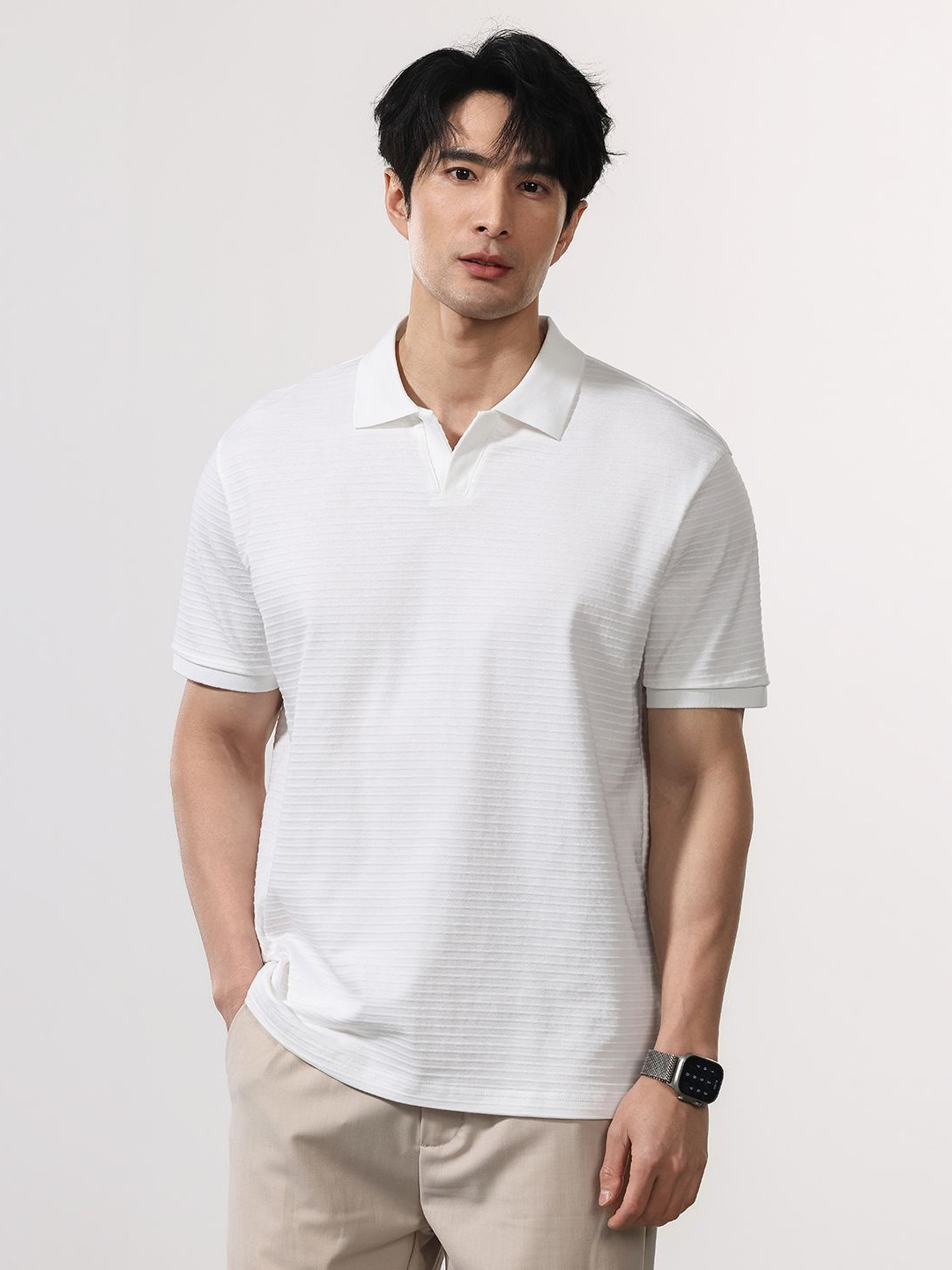 Solid Color Simple Trendy Brand Old Money Style Short-Sleeve Polo Shirt for Men, New Summer Loose Casual Drop-Shoulder T-Shirt Top