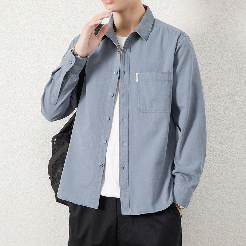 Autumn 2023 New Men's Long-sleeved Shirt Men's Loose Casual Work Shirt Jacket Washed Cotton Jacket for Men