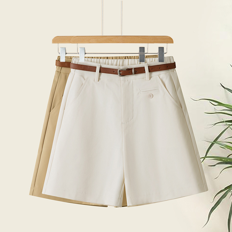 Ice Silk Thin Suit Shorts for Women 2026 Summer New Straight Casual Hot Pants Wide-Leg High-Waisted Slimming Five-Point Pants