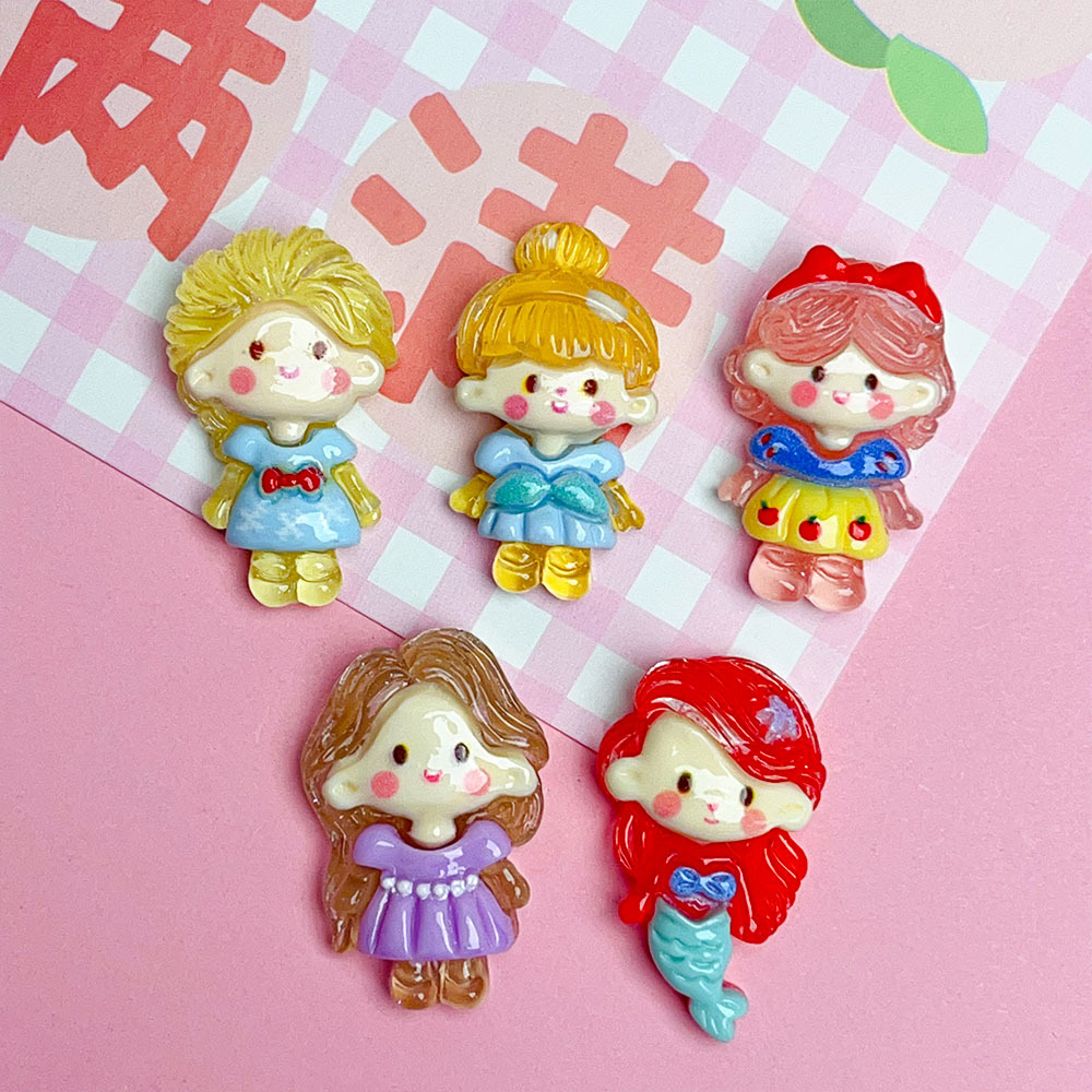 Transparent Cartoon Mermaid Princess Series Cartoon Resin Accessories DIY Cream Gel Accessories Hairpin Rope Material