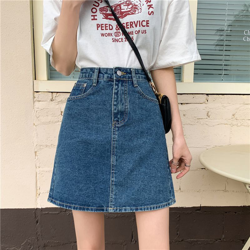 High-Waisted Denim Skirt for Women 2026 Summer New Style Large Size Loose Slimming Casual Versatile A-Line Hip-Hugging Short Skirt