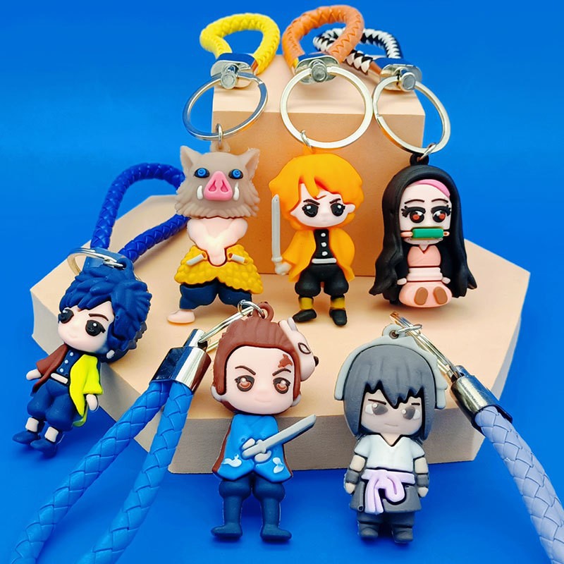 Cartoon Braided Rope Ghost Extinguishing Blade Doll Keychain Cartoon You Bean Double-sided Three-dimensional Doll Key Pendant