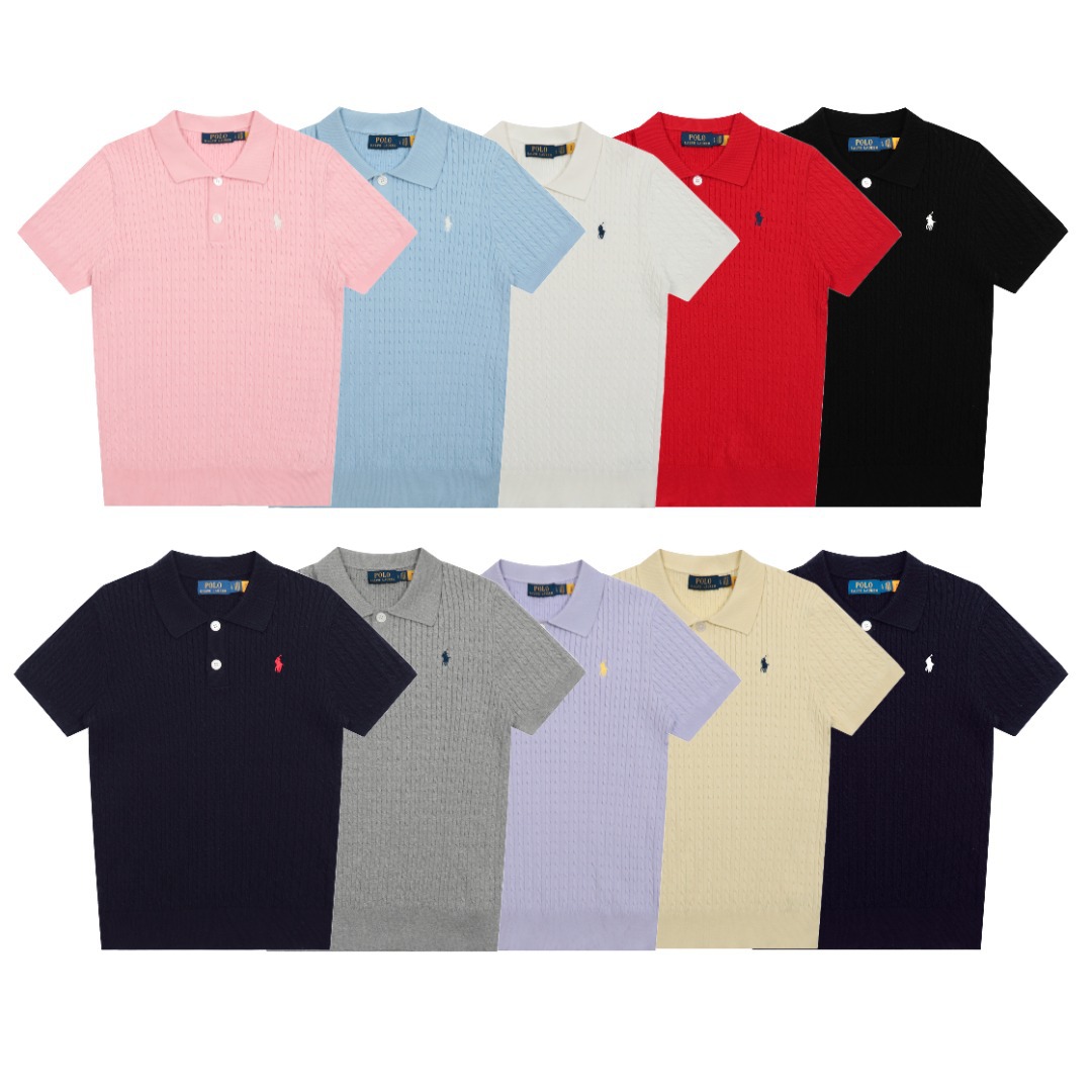 Cross-Border Export Classic Basic Small Twist Polo Lapel Versatile Four-Season Short-Sleeved Women's