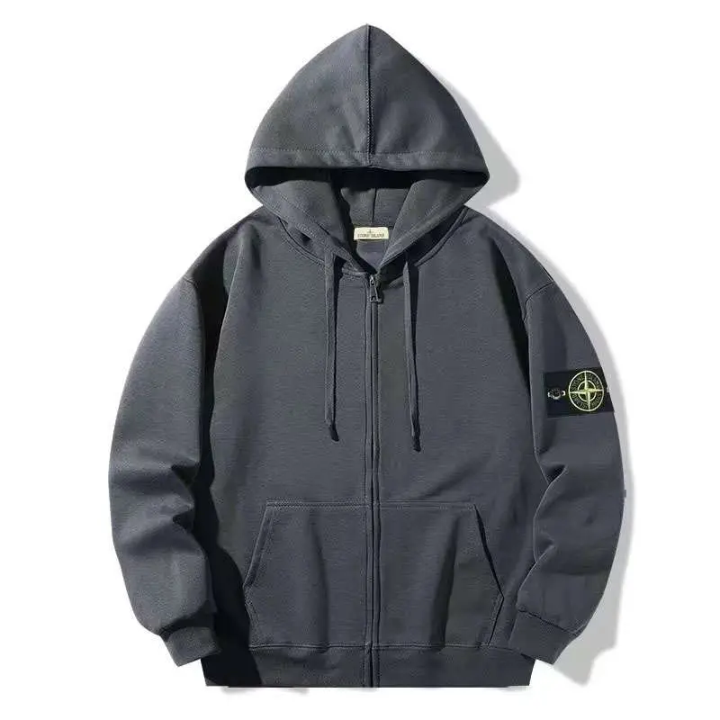 Stone Island Zip Hoodie Charcoal