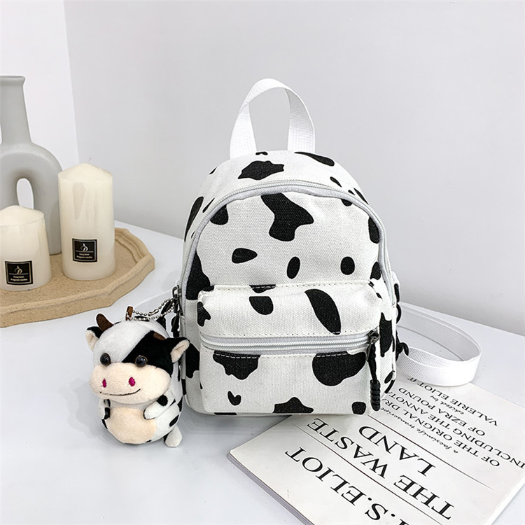 Harajuku Style Schoolbag Female Ins Super Popular Cow Pattern Cute Girl Canvas Bag K-Style Soft Girl Kidsren's Backpack