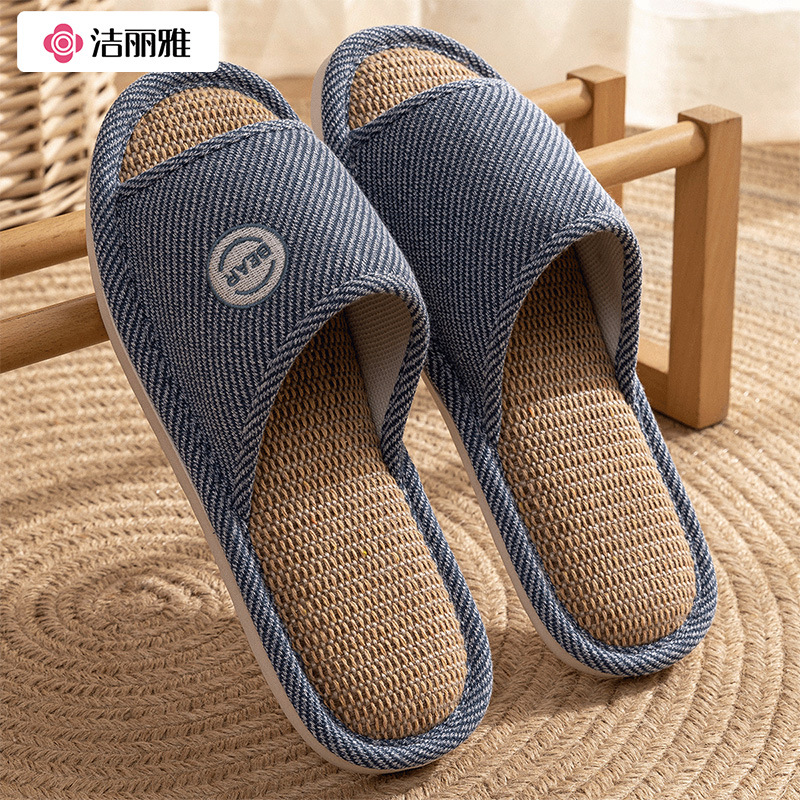 Jieliya Linen Slippers Men's Four Seasons Home Indoor Quiet Wood Floor Sweat Absorbing Household Cotton and Linen Cloth Slippers for Women