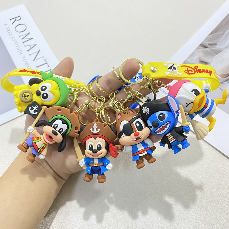 Cross-Border Cartoon Pirate Stitch Mickey Minnie Donald Duck Keychain Doll Bag Car Keychain Pendant