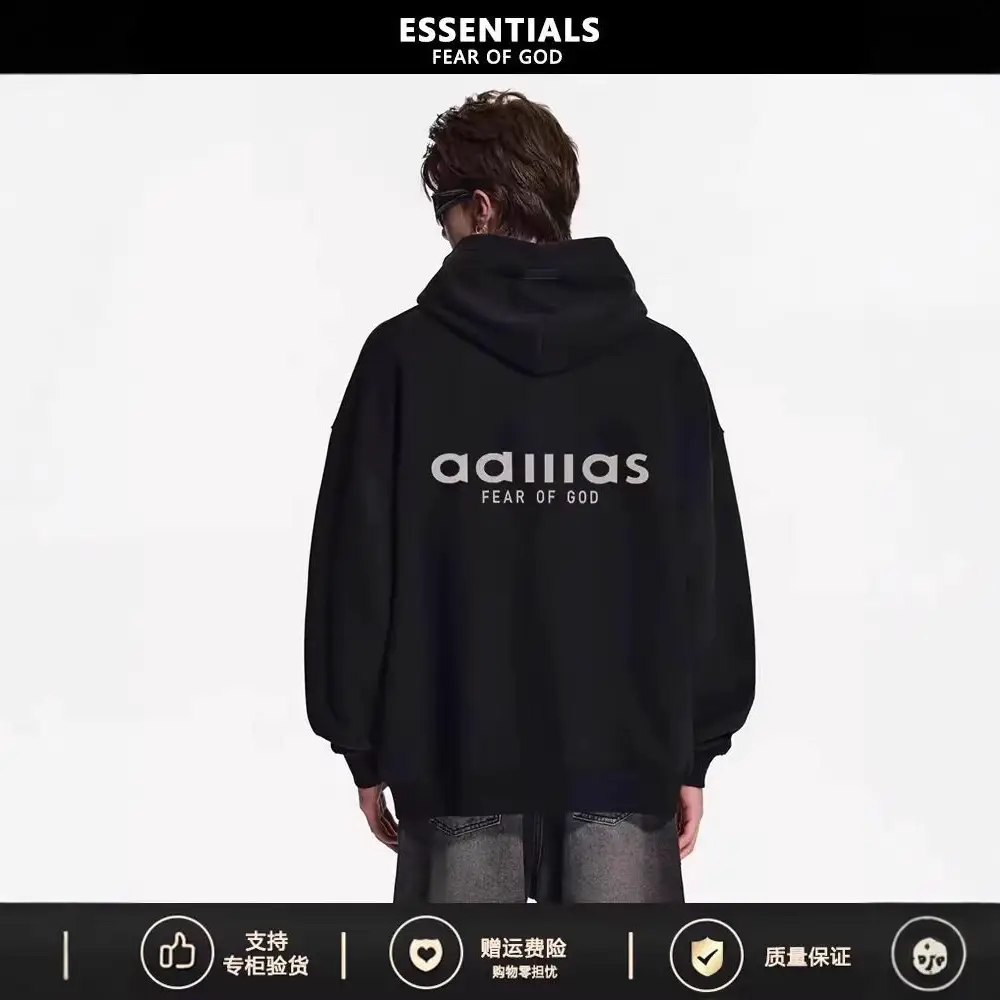 FEAR OF GOD co-branded AD three bars new tide high street padded loose FOG hooded sweater men's fall and winter