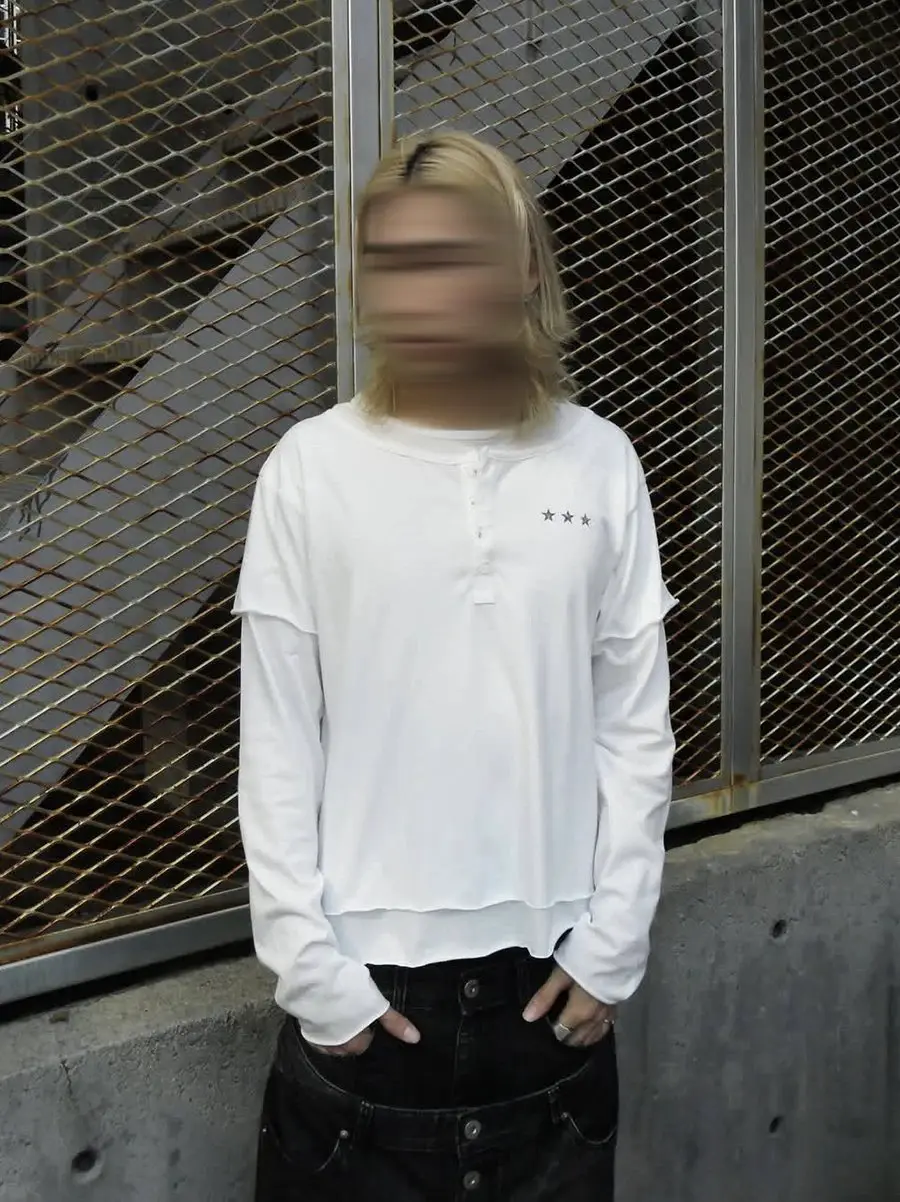 From the Street Is a Cool, Sun-Protective, Fitted-Fit Henry Collar Fake Two-Piece Long-Sleeve T-Shirt for Men