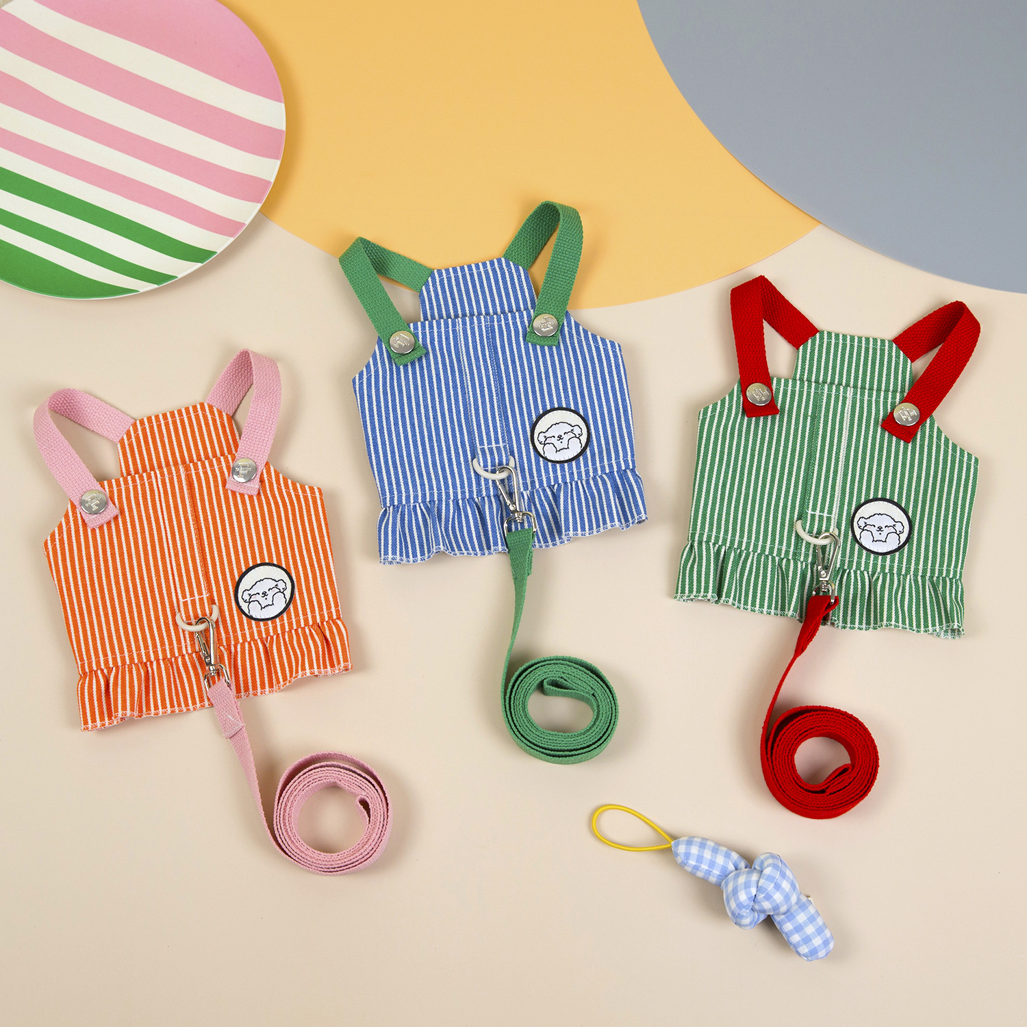Pet Clothes Dog Chest Back Traction Rope Vest Teddy Cat Clothes Pet Clothing 25 Korean Striped Chest Back