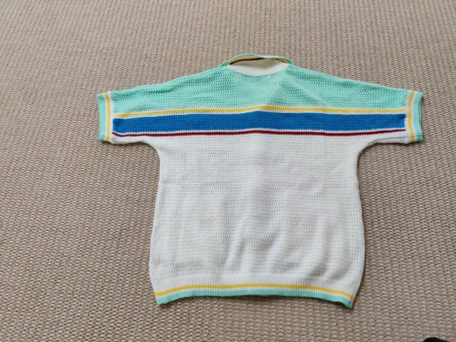 suit European and American trend short sleeve lapel jacquard knitted wool shirt striped men's and women's in stock cross-border European goods QC