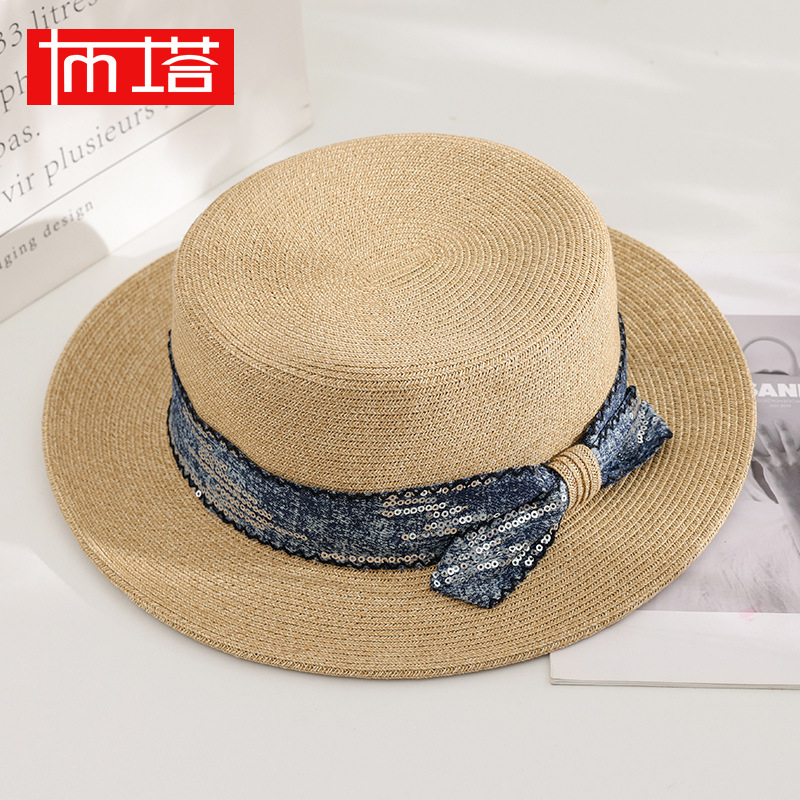 Buta style sequins flat hat sun hat fashion all-match large brim sunscreen hat sun hat PT1275