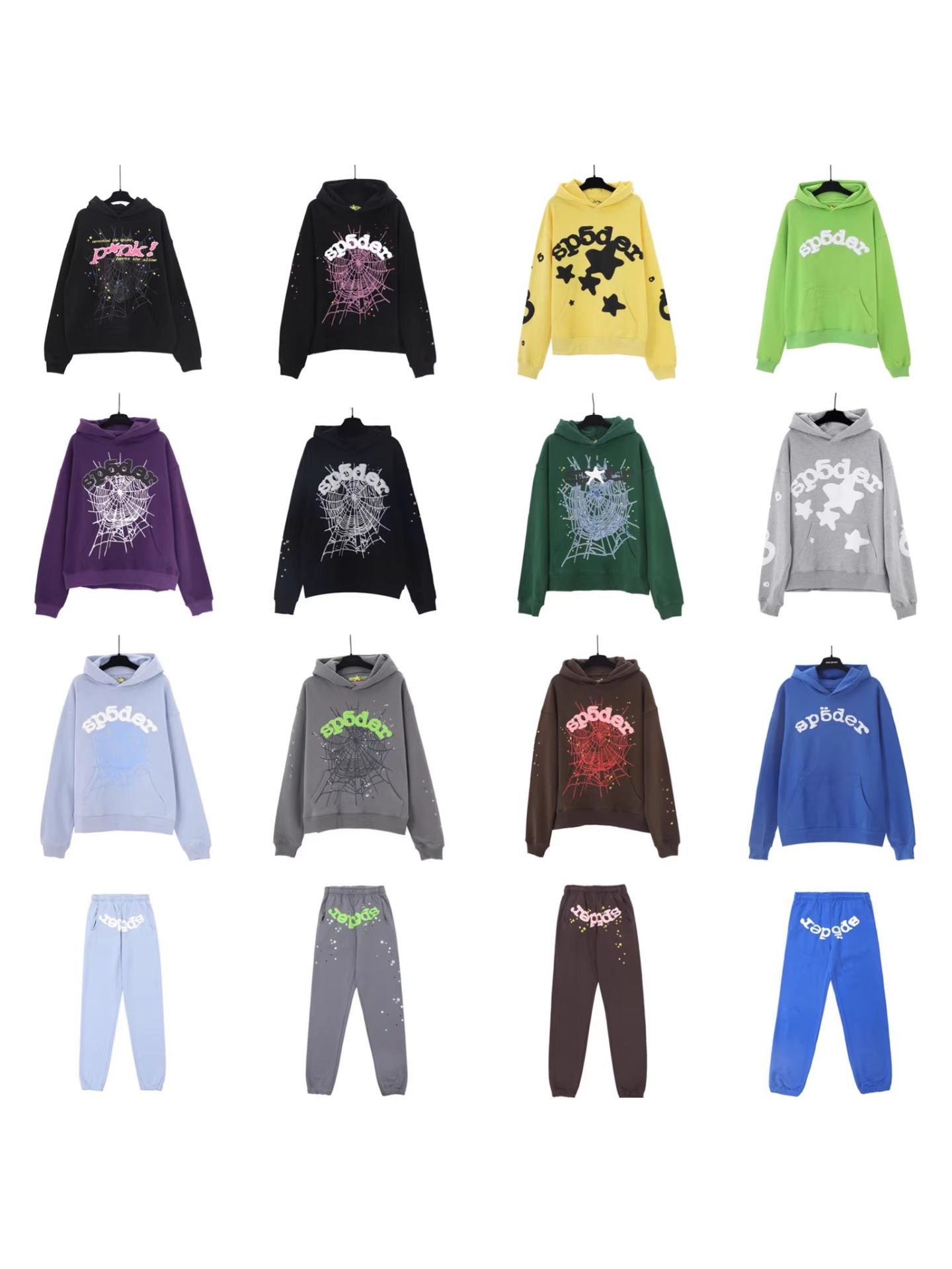 Cross-Border Trendy Sp1Der High Street Young Thug Style Foam Letter Couple Hoodies Sweatshirts