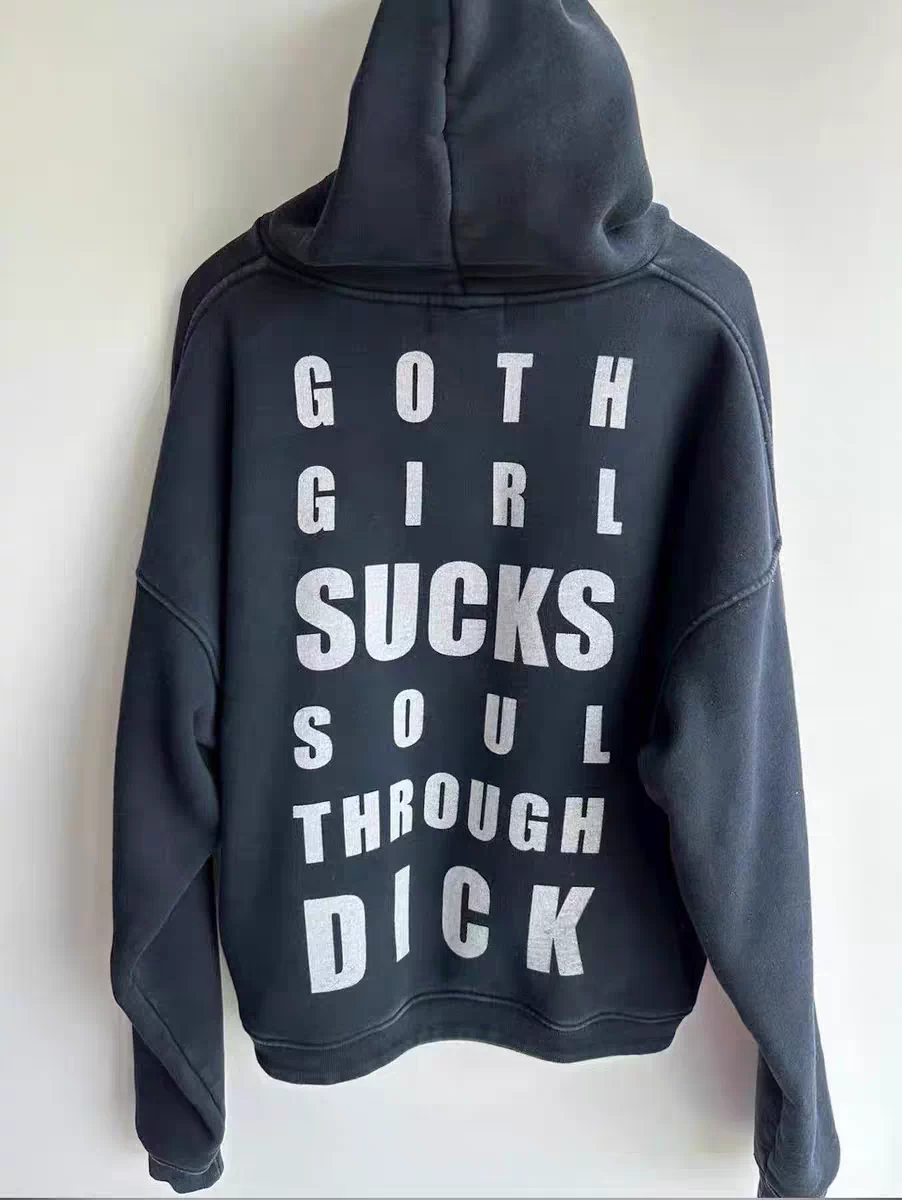 现货自主erd忧郁的富二代goth girl哥特女孩水洗帽衫卫衣字母印花