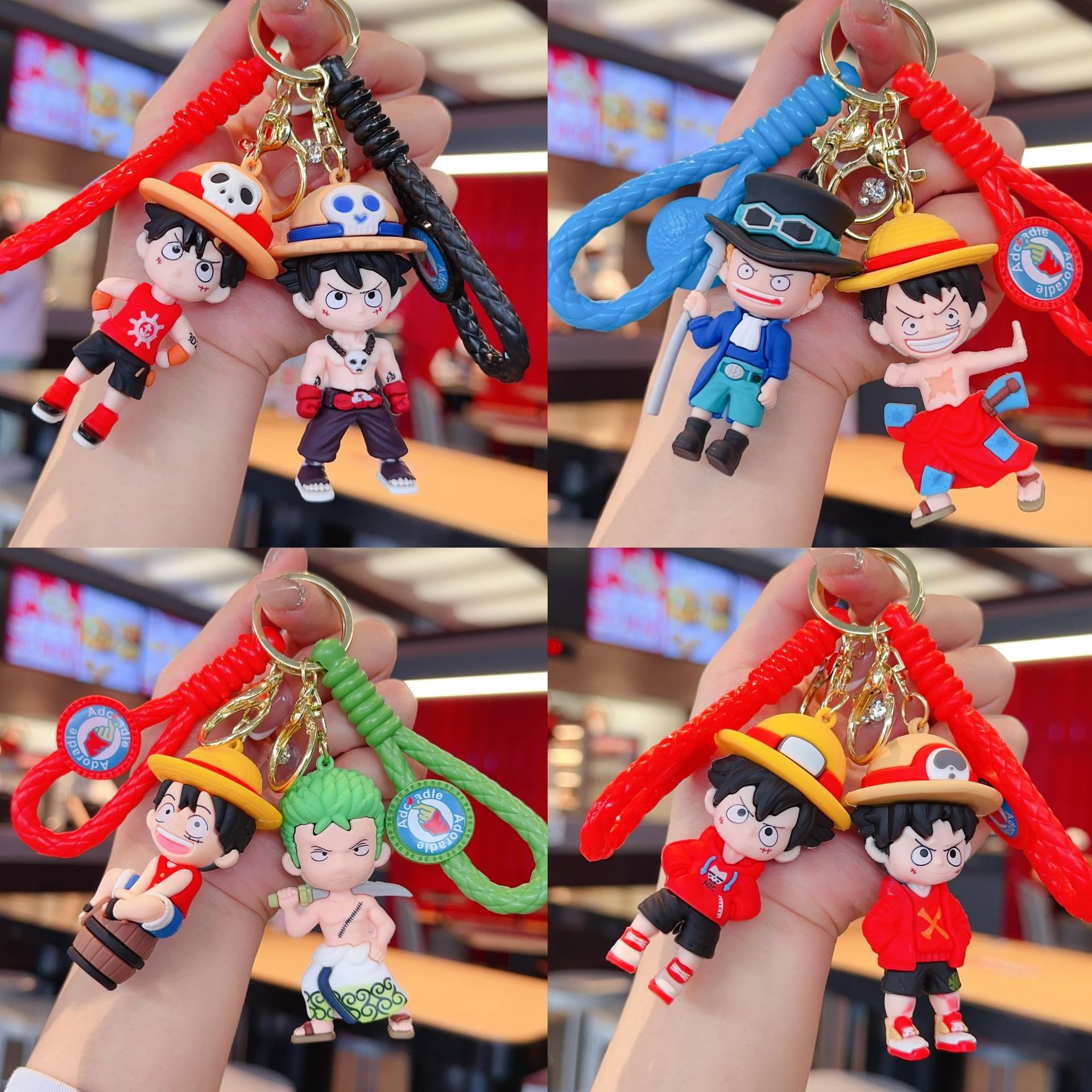 Cartoon classic one piece keychain pendant pvc doll car bag pendant cute small gift wholesale