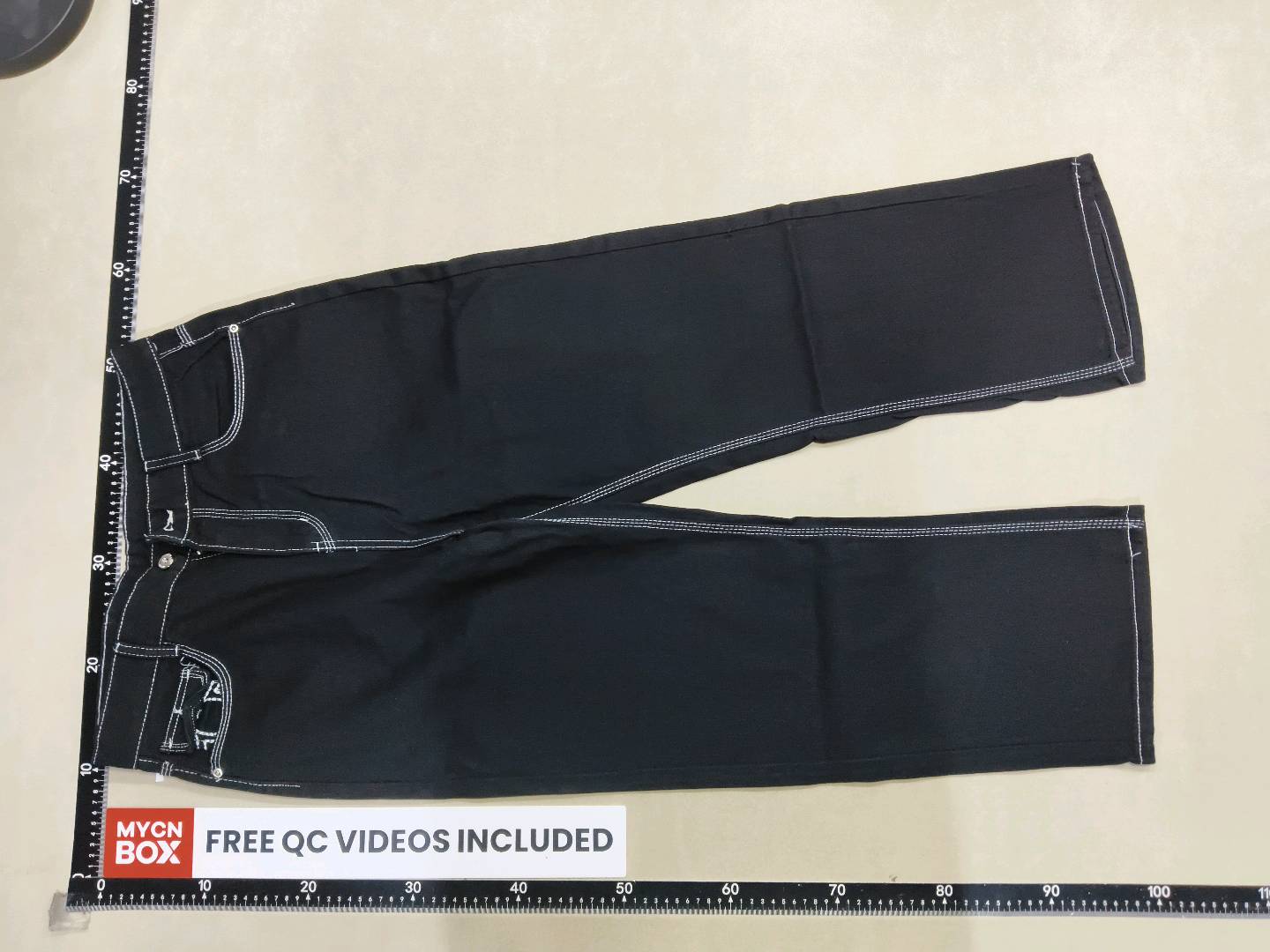 Cross-border e-commerce American high street fashion brand jeans white thick line Buddha Religion straight casual pants men QC