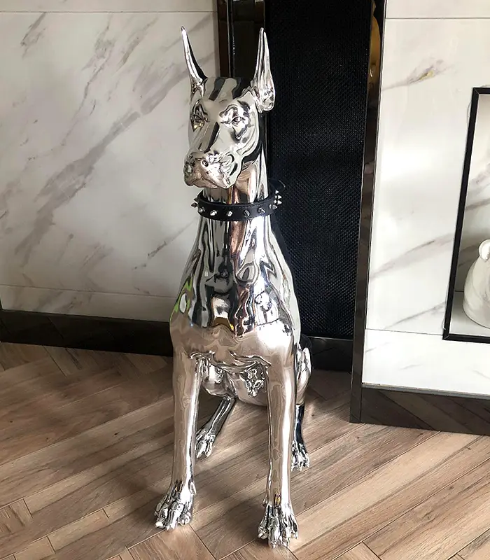Original European Style Accessible Luxury Electroplated Doberman Pinscher Living Room Doorway Bring In Wealth and Treasure Animal Large Floor Soft Decorations Ornaments