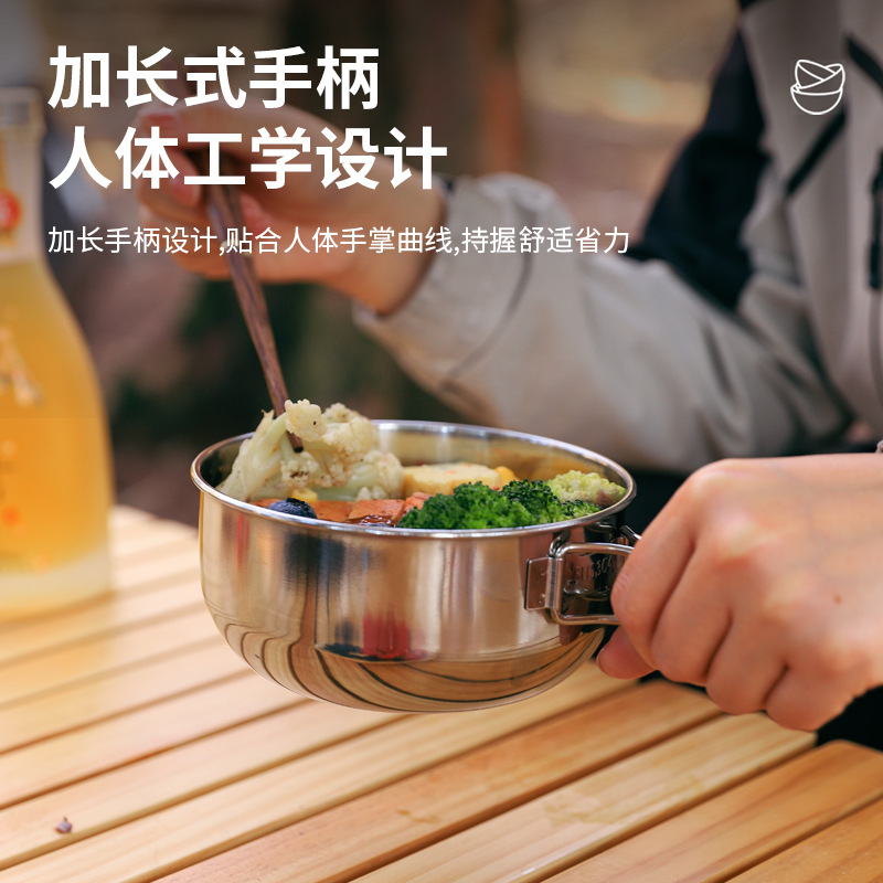 Outdoor Camping 304 Stainless Steel Folding Bowl Portable Set Pot Picnic Tableware Multifunctional Combination Set Bowl Cookware
