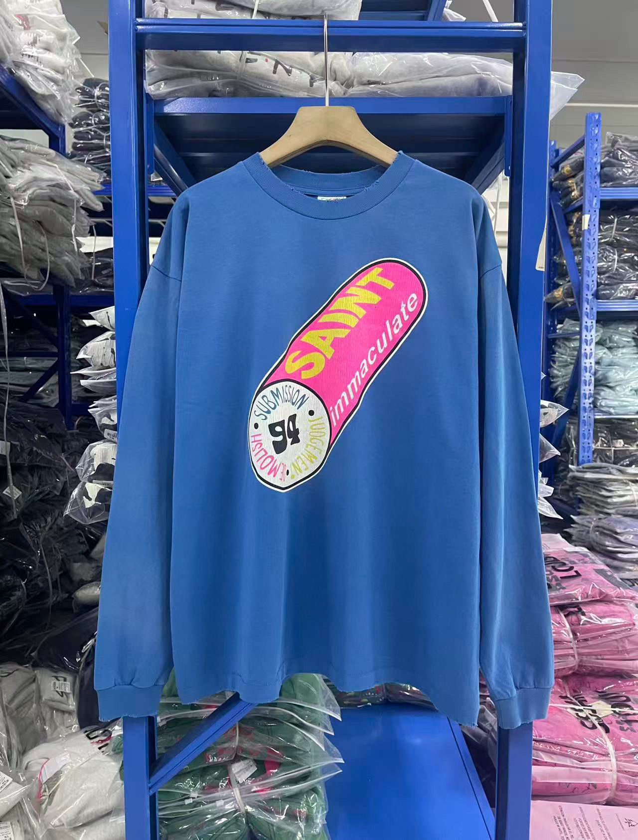 Saint Mxxxxxx 25Aw Immaculate Pill Vintage Destroyed Long-Sleeved T-Shirt Trendy Brand